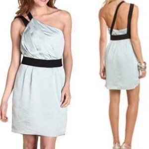 BCBG BCBGeneration Dress Blue Light Sky Satin One Shoulder